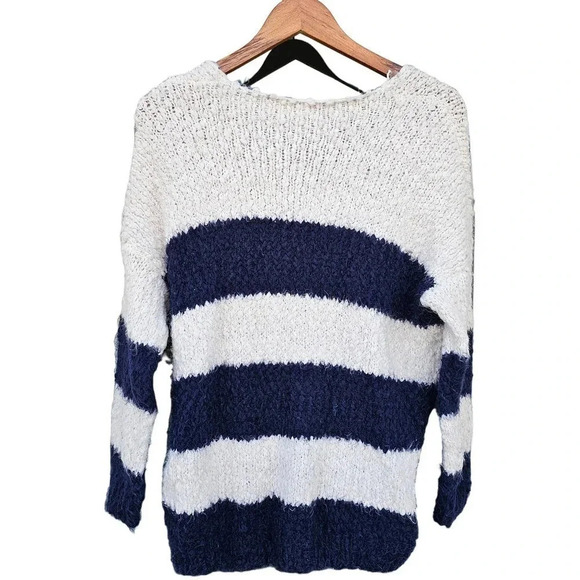 Altar'd State Eyelash Striped Sweater Navy White Size S/M - Picture 2 of 4